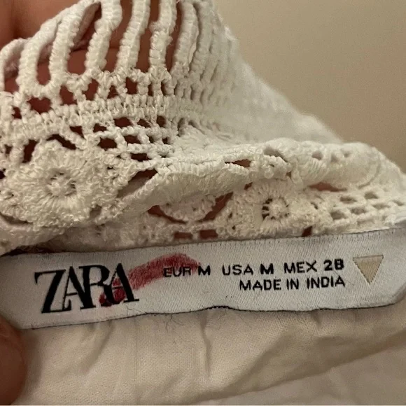 Zara Babydoll White Lacey Square Neck Feminine Bridal Mini Dress A7 - Picture 3 of 4